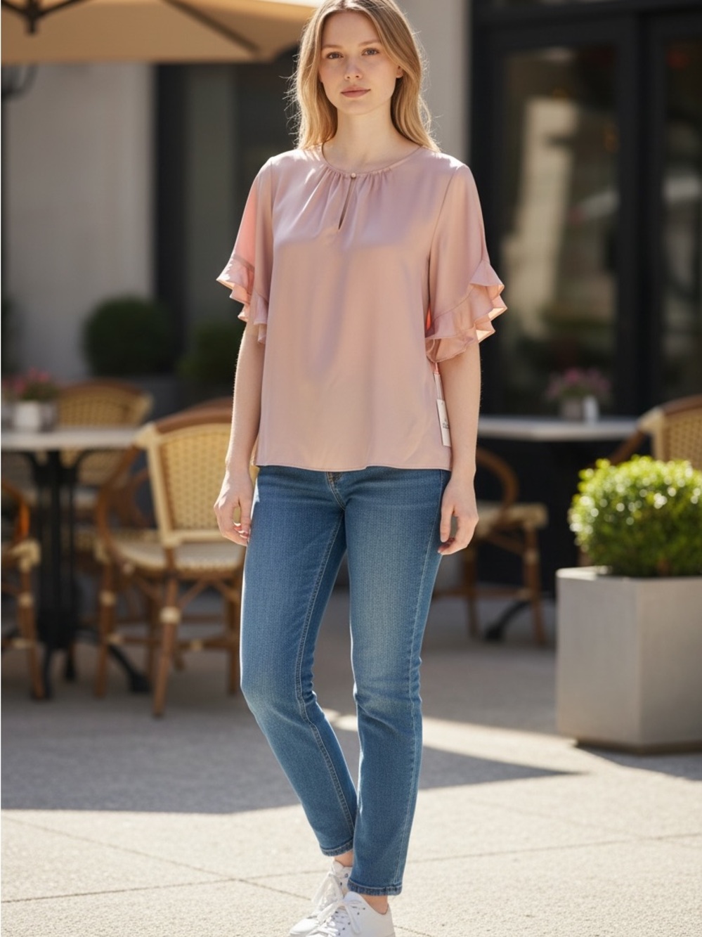 CeCe Blush Pink Ruffle Sleeve Blouse